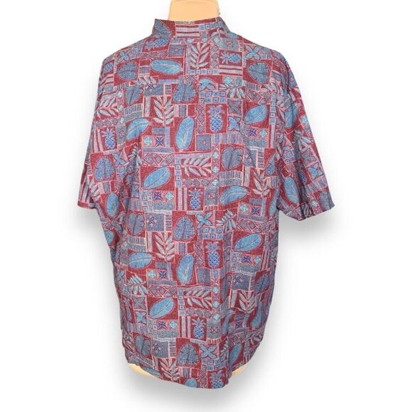 Tori Richard Shirt Hawaiian Printed Red Multicolored Tropical Palm Aloha XXL - Picture 5 of 9